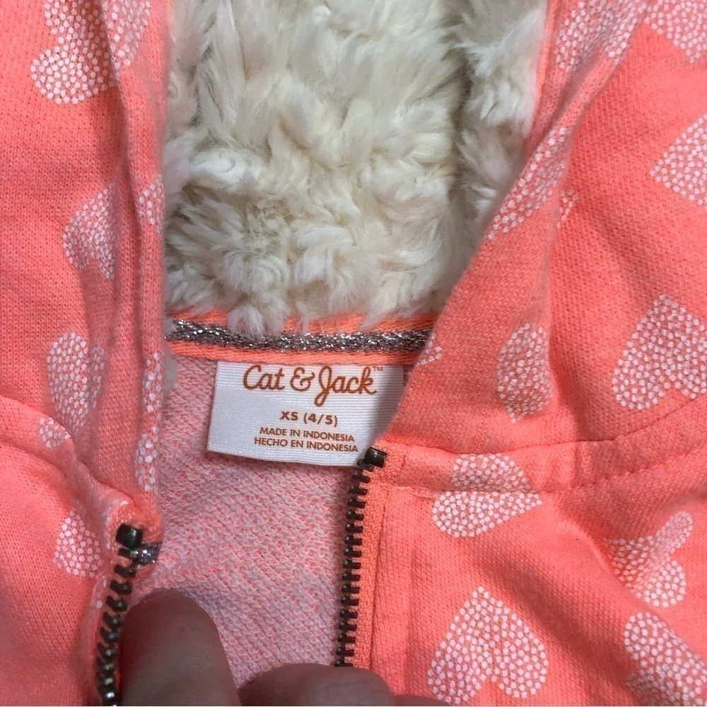 Cat & Jack Hooded Sweatshirt Jeans Bundle Sz 5 Pink Blue Outfit Kids Girls